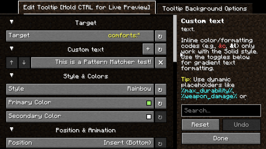 Tooltip Edit Screen