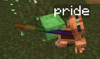 A Pride frog monching a slime