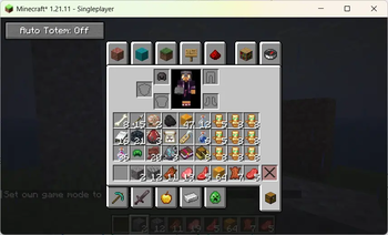 Buttons in the inventory menu