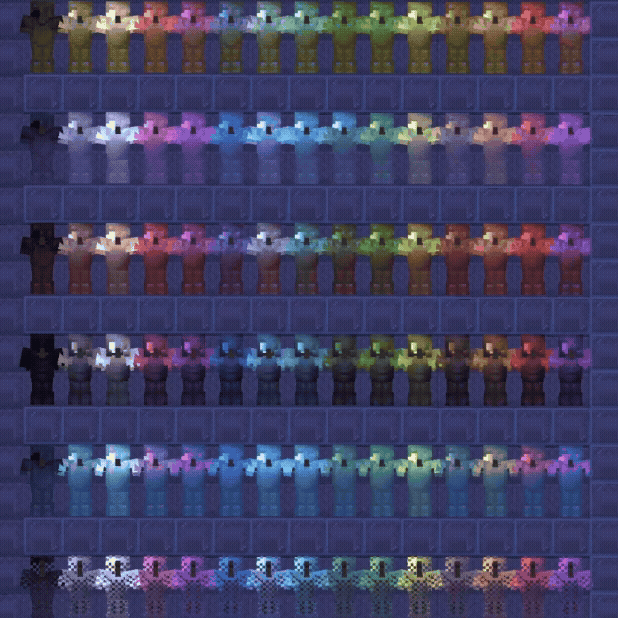Grid of Colors + Armor Combinations