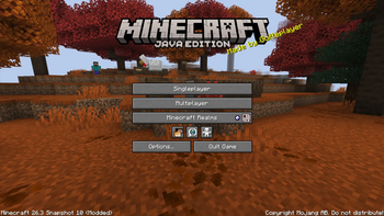Main menu with the pack enabled