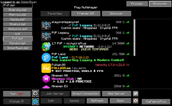v2 dropdown server list in the top left
