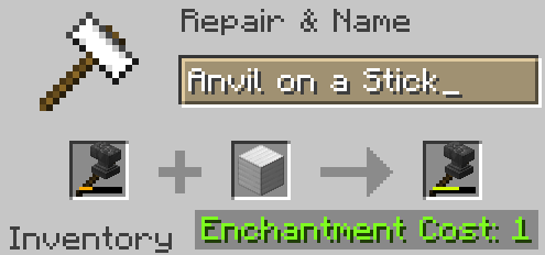Repairing the weapon with an iron block