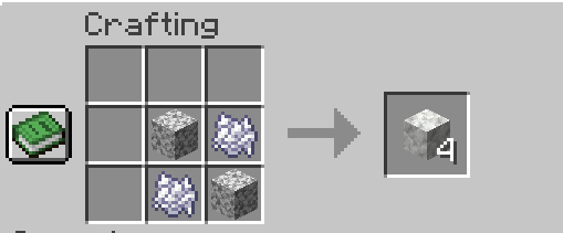 Crafting calcite using diorite and bone meal.