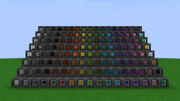 Banks 1 to 7 and Link colored in the minecraft dye colors.