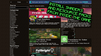 Install resource packs from inside the game