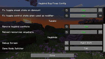 Config Screen Keybinds
