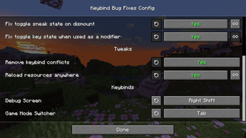 Config Screen Keybinds
