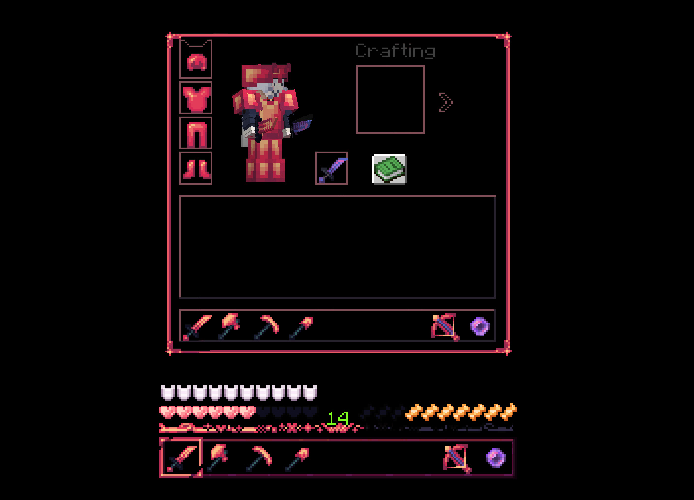 A screenshot of a minecraft inventory and hotbar.