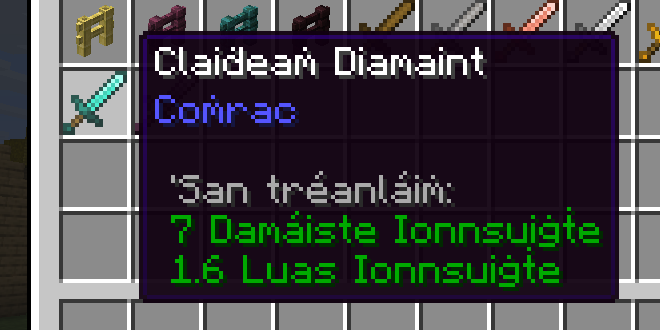 Diamond sword in pre-reform Irish (with lenition dots)