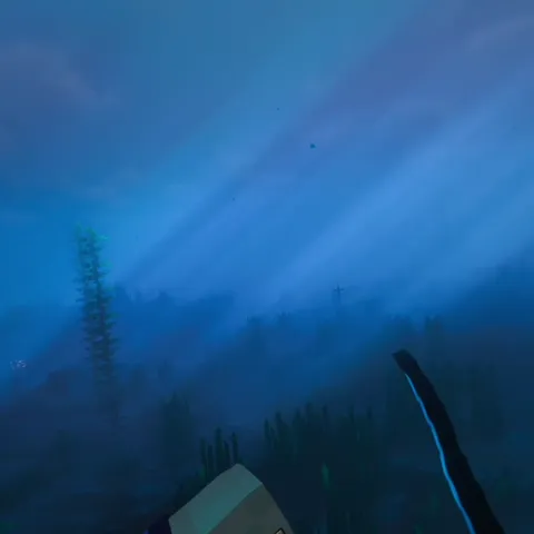 Игрок бросает меч под водой в моде VR Throwing Extensions.