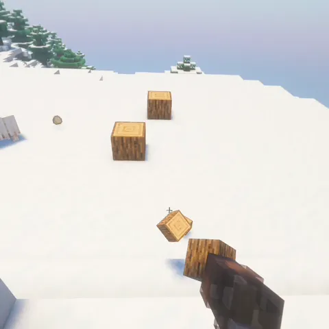 Скриншот мода VR Throwing Extensions: персонаж устанавливает деревянные бревна.