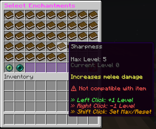 Enchantment Menu from Item Editor