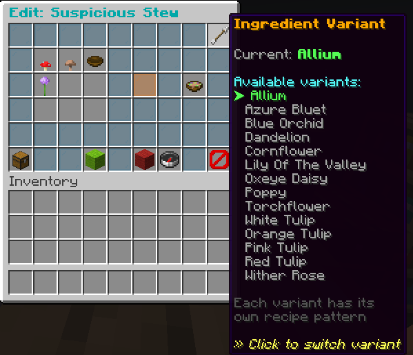 Edit Vanilla Recipe with Variants 