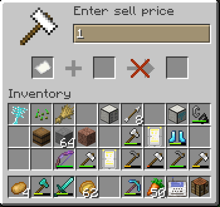 Shop editor sell price