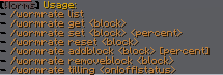 wormrate commands!