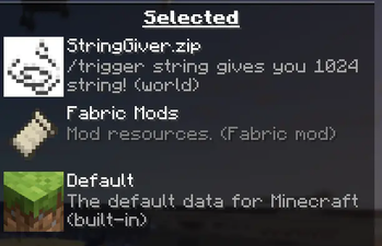 Datapack Selection Screen