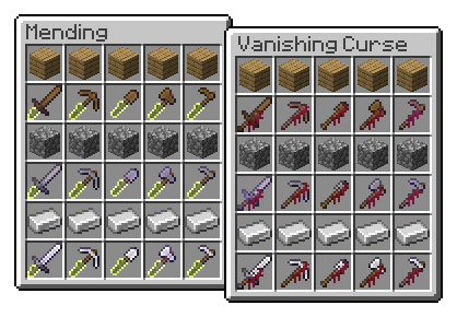 Mending & Vanishing Curse Textures, Wood to Iron Tools