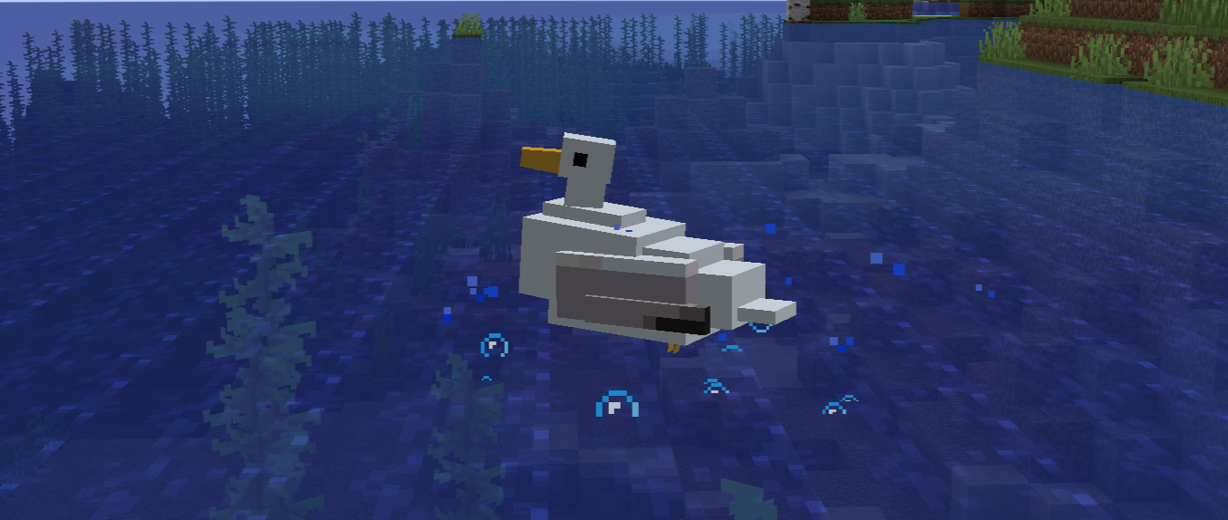 Screenshot of a seagull floating in water