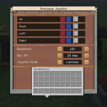 Joystick redstone link frequency binding and options