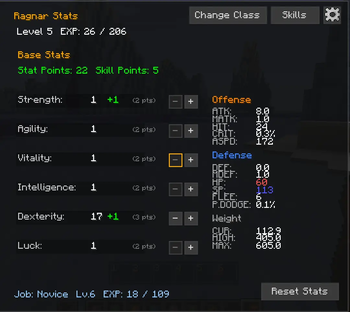 Stats Menu