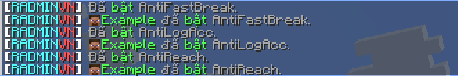 Screenshot bật các chế độ anti-cheat
