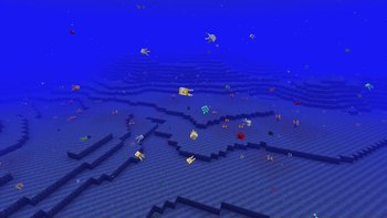 An assortment of this mod's jellyfish in the Rock Bottom biome