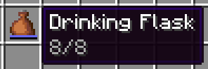 Drinking flask in inventory with tooltip "8/8"