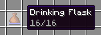 Drinking flask in inventory with tooltip "16/16"