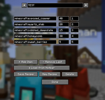 Recipe HUD