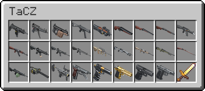 List of items from the TaCZ preset