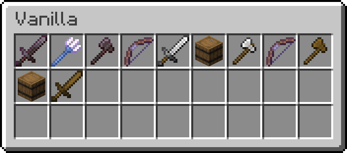 List of items from the vanilla preset