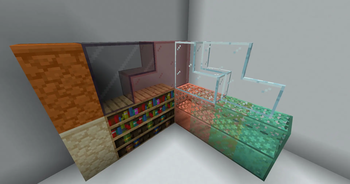 Glass, Glass panes, Sandstone, Copper Blocks and Grates, Bookshelves