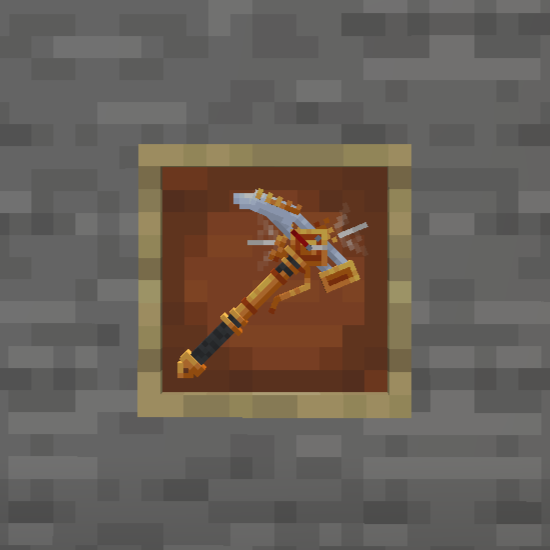 steampunk pickaxe in frame