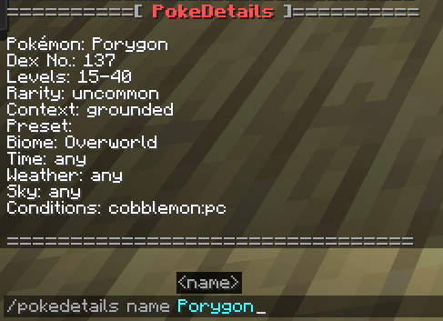 Pokemon Details for Pokemon Name