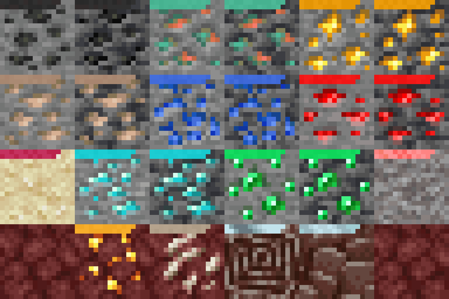 Note: The inside of some ores change colours.  This does not happen in-game and is just an artefact of the GIF.