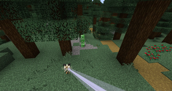 Creeper running from a cat Pokemon