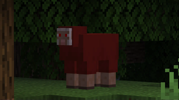 Sheep eyes have been retextured to be an emissive red.