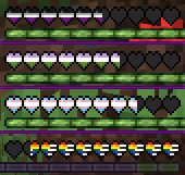 All hotbar heart textures are from Vanilla Tweaks.