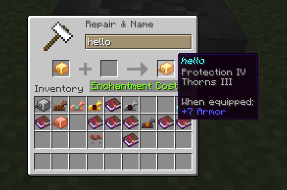 Renaming an enchanted nautilus armor