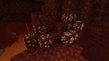 Gold Ore and Quartz Ore in Nether