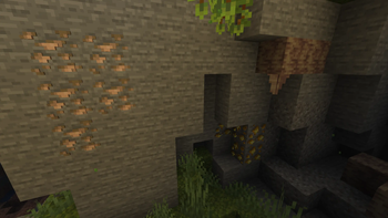 Iron Ore and Gold Ore in Cave