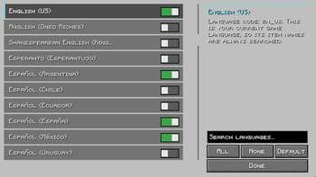 Menu Languages Button