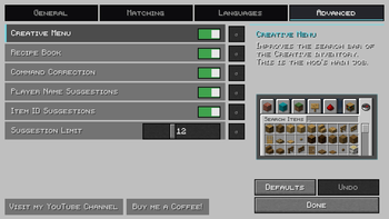 Menu Advanced Tab