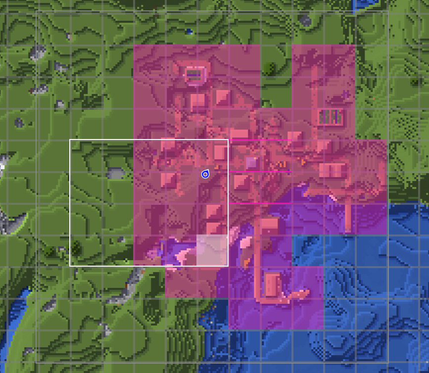 Claim chunks within the fullscreen map, existing claims are shown in a color determined by OPaC. Claiming and unclaiming are only possible within the grey rectangle.