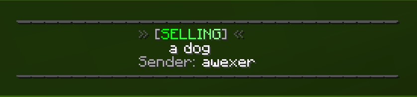 /selling <message> command preview