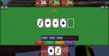 Texas Hold'em menu