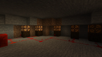 The Variable Redstone Lamp giving off different light levels depending on the redstone signal supplied to it