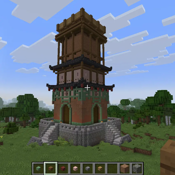 Tower build using corner blocks