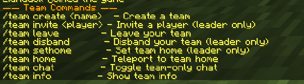 Team commands